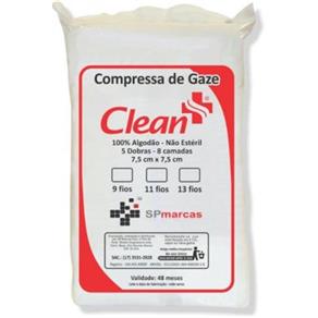 Compressa de Gaze Clean Hosp 09 Fios C/500 Unidades