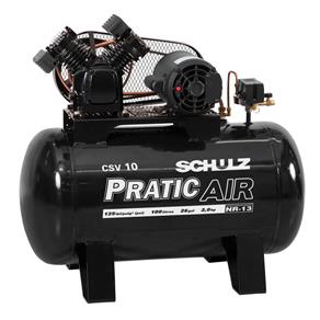 Compressor de Ar 10 Pés 2 Hp 100 Litros Monofásico - Pratic Air CSV10/100 - Schulz (220V) - 220V