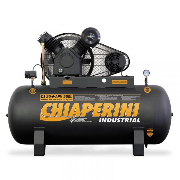 Compressor de Ar 5 Hp 20 / 200 Litros 175 Lb Trifásico Chiaperini