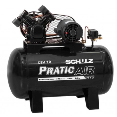 Compressor de Ar Baixa Pressão 10 Pés 100 Litros Monofásico - Csv10/100 - Schulz 220V