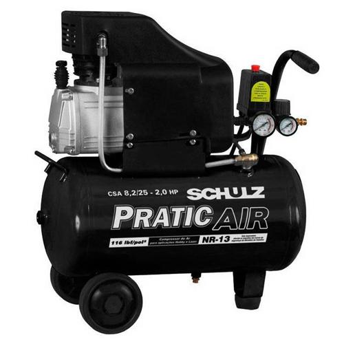 Compressor de Ar Baixa Pressão 8,2 Pés 25 Litros Monofásico - CSA8,2/25 - PRATIC AIR 110v - Schulz