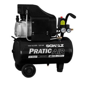 Compressor de Ar Baixa Pressão 8,2 Pés 25 Litros Monofásico - CSA8,2/25 - PRATIC AIR - Schulz - 220V