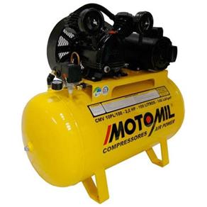 Compressor de Ar de Pistão 10 Pés 100 Litros Monofásico - Cmv10Pl/100 - Motomil - 110V/220V