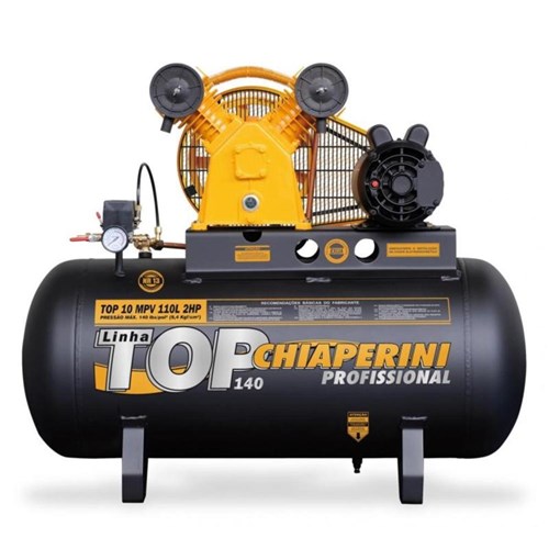 Compressor de Ar Média Pressão 10 Pés 110 Litros Monofásico - Top 10 Mpv 110L - Chiaperini (110V/220V)