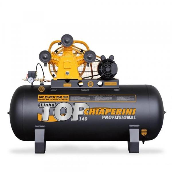 Compressor de Ar Média Pressão 15 Pés 200 Litros Monofásico - TOP 15 MP3V 200L (110V/220V) - Chiaperini