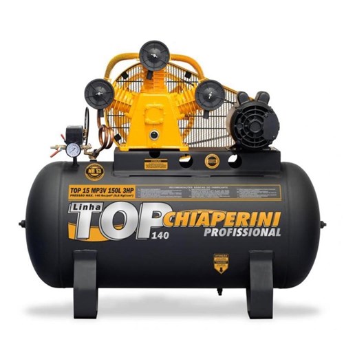 Compressor de Ar Média Pressão 15 Pés 150 Litros Monofásico - Top 15 Mp3v 150L - Chiaperini (110V/220V)