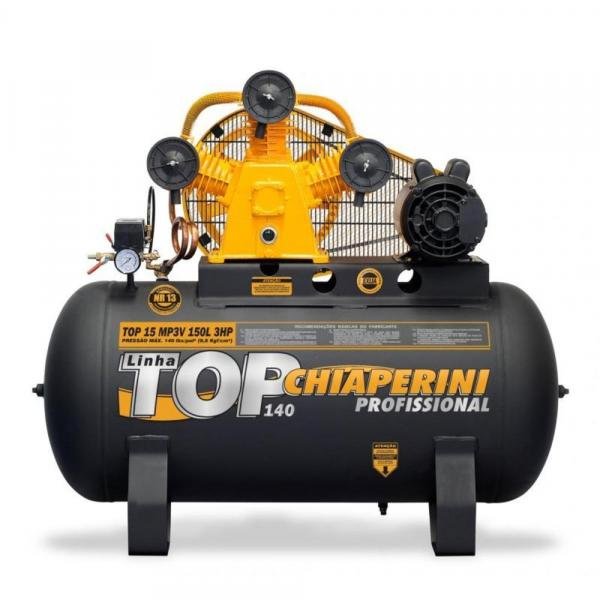 Compressor de Ar Média Pressão 15 Pés 150 Litros Monofásico - TOP 15 MP3V 150L (110V/220V) - Chiaperini