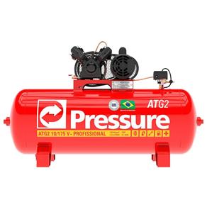 Compressor de Ar Monofásico 10 Pés 175 Litros-PRESSURE-ATG2-10/175VM-N