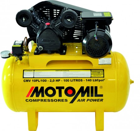 Compressor Motomil CMV10PL 100L 140Psi 8.3BAR 2cv Monofásico