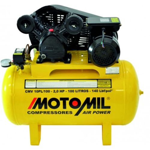Compressor Motomil Cmv10pl 100l 140psi 8.3bar 2cv Monofásico