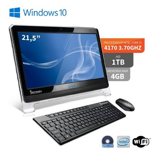 Computador All In One 21 Intel Core I3 4gb 1tb Hdmi Dvd Windows 10 Wifi Webcam 3green Fun