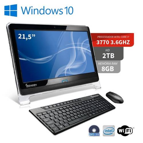 Computador All In One 21 Intel Core I7 8gb 2tb Hdmi Dvd Windows 10 Wifi Aio Webcam 3green Fun