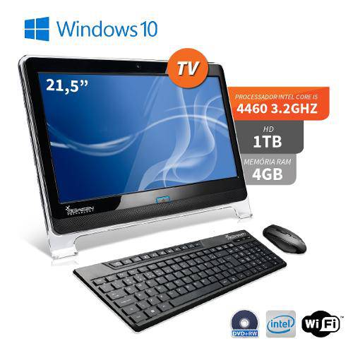 Computador All In One 21" Intel Core I5 4gb 1tb Hdmi Dvd Windows 10 Wifi Tv Webcam 3green Fun