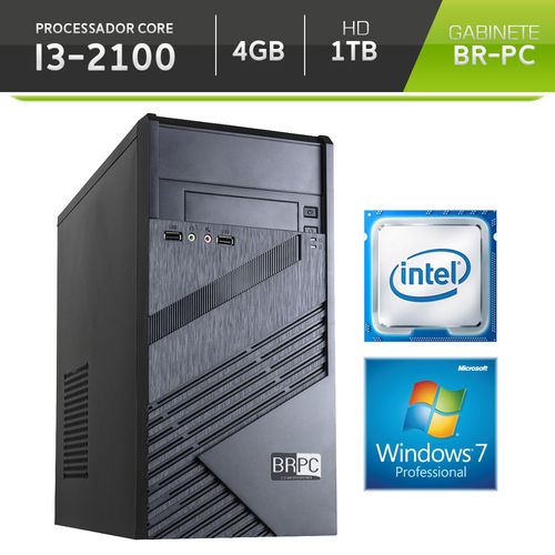 Computador BR One Desktop Intel Core I3-2100 4GB HD 1TB Windows 7 Pro