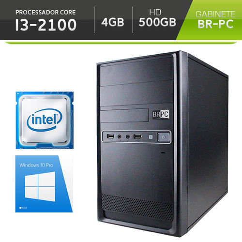 Computador BR One Desktop Intel Core I3-2100 4GB HD 500GB Windows 10 Pro
