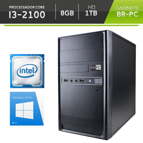 Computador BR One Desktop Intel Core I3-2100 8GB HD 1TB Windows 10 Pro