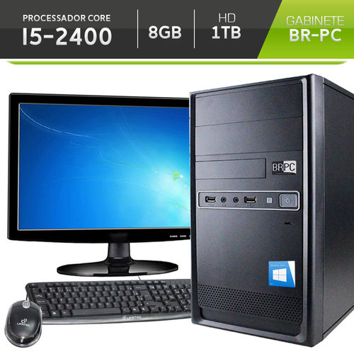 Computador BR-pc com Monitor Led 15,6 Intel Core I5-2400 8GB HD 1TB Windows 10 Pro Teclado e Mouse