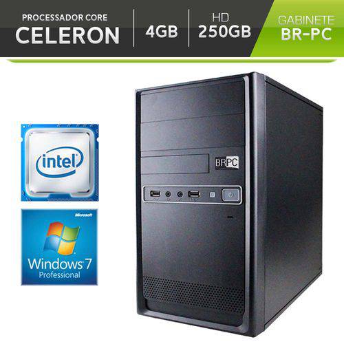 Tudo sobre 'Computador BR-Pc Intel Celeron 4GB HD 250GB Windows 7 Pro'