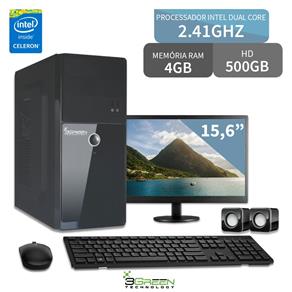 Computador com Monitor 15,6 Intel Dual Core 2.41Ghz 4Gb Hd 500Gb 3Green Business Desktop