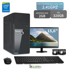 Computador com Monitor 15.6 Intel Dual Core 2Gb 320Gb 3Green