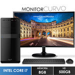 Computador com Monitor Curvo Samsung 24" Intel Core I7 8gb Hd 500gb Wifi Mouse e Teclado Sem Fio Easypc Screen