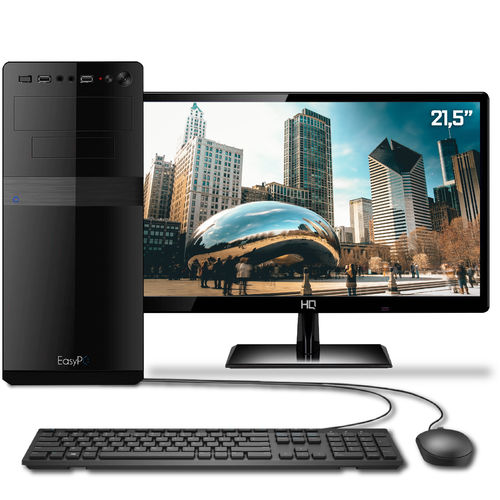 Computador com Monitor Led 21.5" Intel Core I3 Ssd 60gb Hd 500gb 8gb Hdmi Full Hd Áudio Hd Easypc Smart