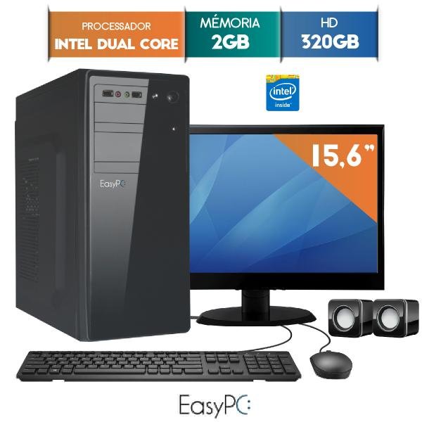 Computador com Monitor LED 15.6 EasyPC Intel Dual Core 2.41 2GB HD 320GB