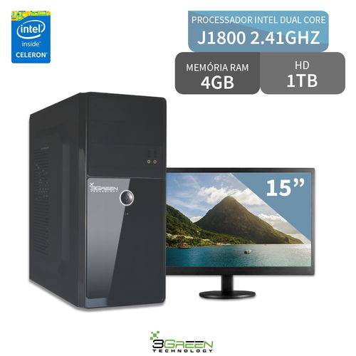 Tudo sobre 'Computador com Monitor Led 15.6" Dual Core 4GB HD 1TB 3GREEN Triumph Business Desktop'