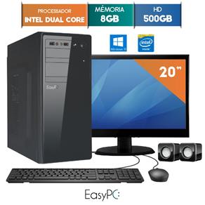 Computador com Monitor Led 19.5 Easypc Intel Dual Core 2.41 8Gb Hd 500Gb Windows 10