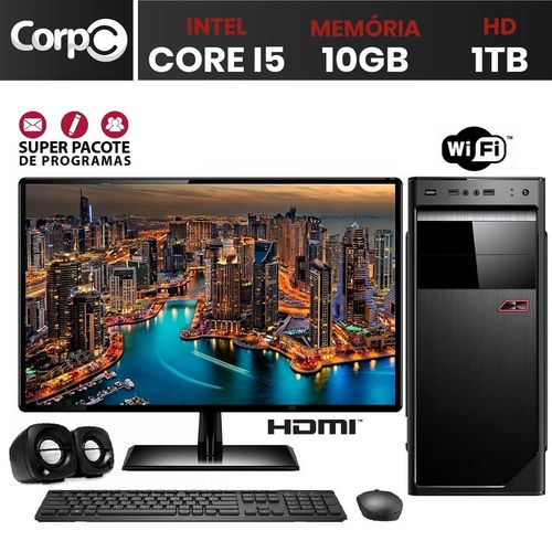 Computador Completo com Monitor 19.5" Led CorpC Intel Core I5 10GB HD 1TB Wifi