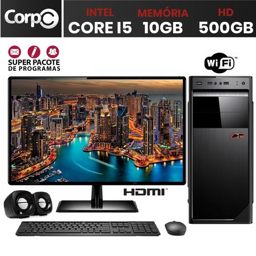Computador Completo com Monitor 19.5" Led CorpC Intel Core I5 10GB HD 500GB Wifi