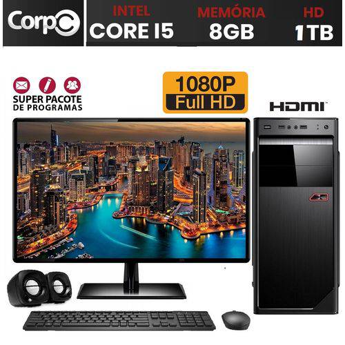 Computador Completo com Monitor Full HD 21.5 CorpC Intel Core I5 8GB HD 1TB HDMI