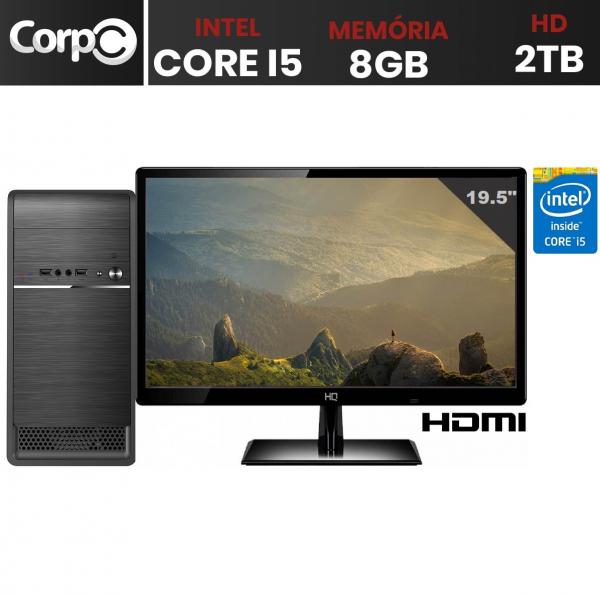 Computador Completo Intel Core I5 8GB HD 2TB Monitor LED 19.5" HDMI CorPC