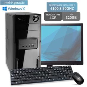 Computador Core I3 6 Geração 4gb Hd 320gb Suporte Led 18,5" Windows 10 3green Evolution Fun Desktop