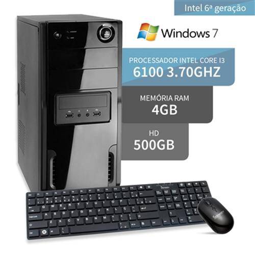 Computador Core I3 6100 6 Geração 4gb Ddr4 Hd 500gb Windows 3green Evolution Fun Desktop