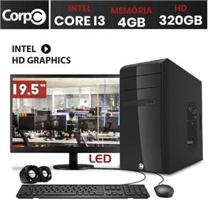 Computador CorPC Intel Core I3 4GB DDR3, HD 320GB e Monitor LED 19.5