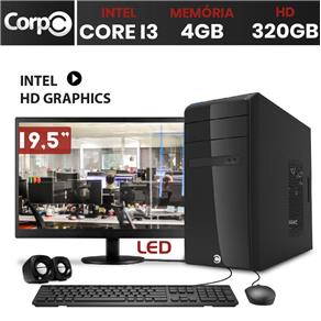Computador Corpc Intel Core I3 4Gb Ddr3, Hd 320Gb e Monitor Led 19.5
