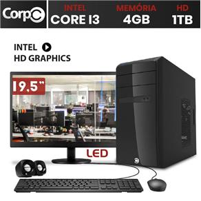 Computador CorPC Intel Core I3 4GB DDR3, HD 1TB e Monitor LED 19.5