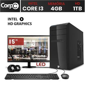 Computador CorPC Intel Core I3 4GB DDR3, HD 1TB Monitor 15"