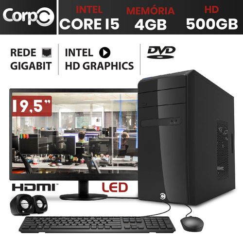 Computador Corpc Intel Core I5 4gb Ddr3, HD 500gb, DVD e Monitor Led 19.5