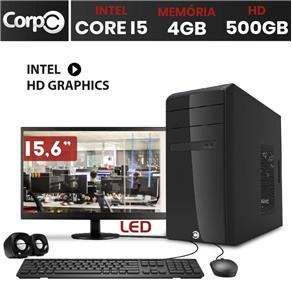 Computador CorPC Intel Core I5 4GB DDR3, HD 500GB e Monitor LED 15.6