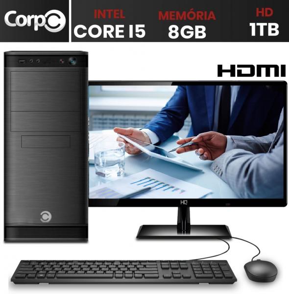 Computador CorPC Intel Core I5 8GB DDR3, HD 1TB e Monitor LED 19.5