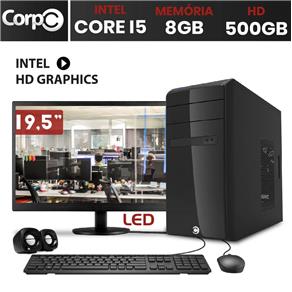 Computador CorPC Intel Core I5 8GB HD 500GB Monitor HDMI 19.5" LED Kit Multimídia Mouse Teclado e Caixas de Som