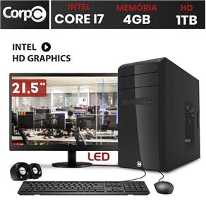Computador CorPC Intel Core I7 4GB DDR3 HD 1TB Monitor LED 21.5