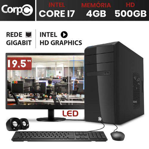 Computador CorPC Intel Core I7 4GB DDR3 HD 500GB Monitor LED 19.5