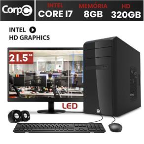Computador CorPC Intel Core I7 8GB DDR3 HD 320GB Monitor LED 21.5