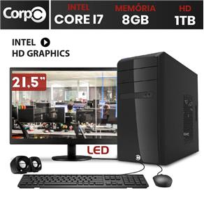 Computador CorPC Intel Core I7 8GB DDR3 HD 1TB Monitor LED 21.5
