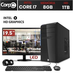 Computador CorPC Intel Core I7 8GB DDR3 HD 1TB Monitor LED 19.5