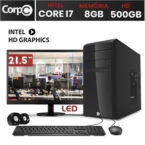 Computador Corpc Intel Core I7 8Gb Ddr3 Hd 500Gb Monitor Led 21.5