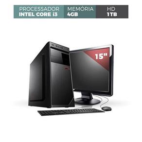 Computador Corporate Core I3 Memória 4Gb Hd 1Tb Monitor 15`` Kit Teclado e Mouse